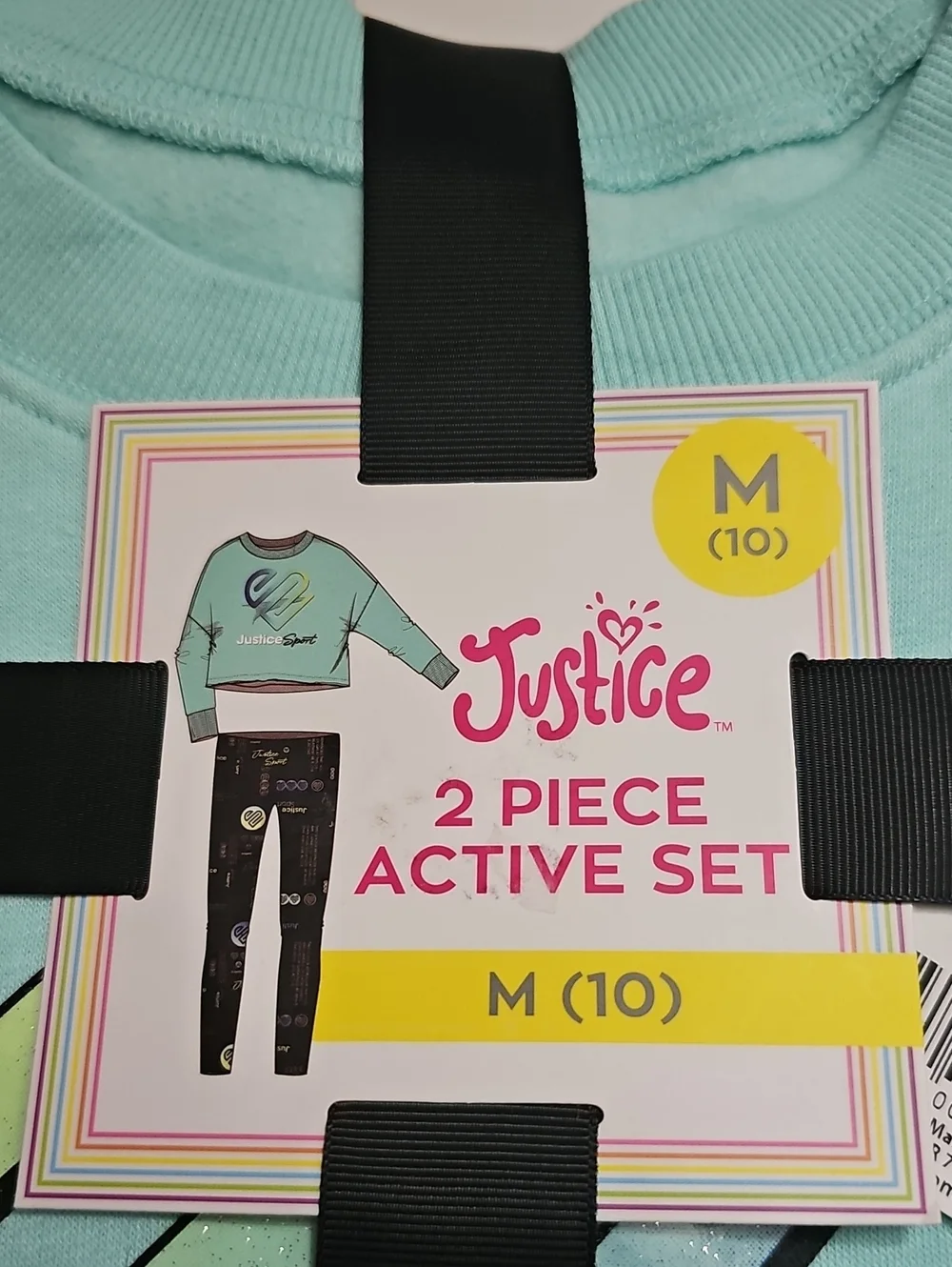 Justice Girls' 2-Piece Active Set - Mint with Multicolor Graphic
